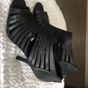 Steven by Steve Madden Black Leather Open Bootie